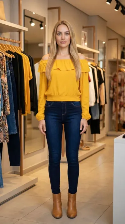 Blusa Ombro a Ombro Mostarda
